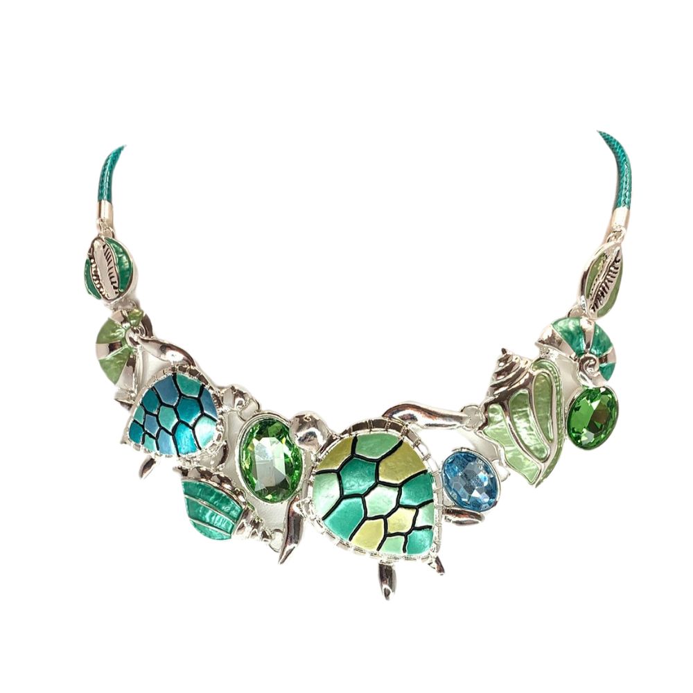 Sea Life Necklace - Sea Turtle and Seashell