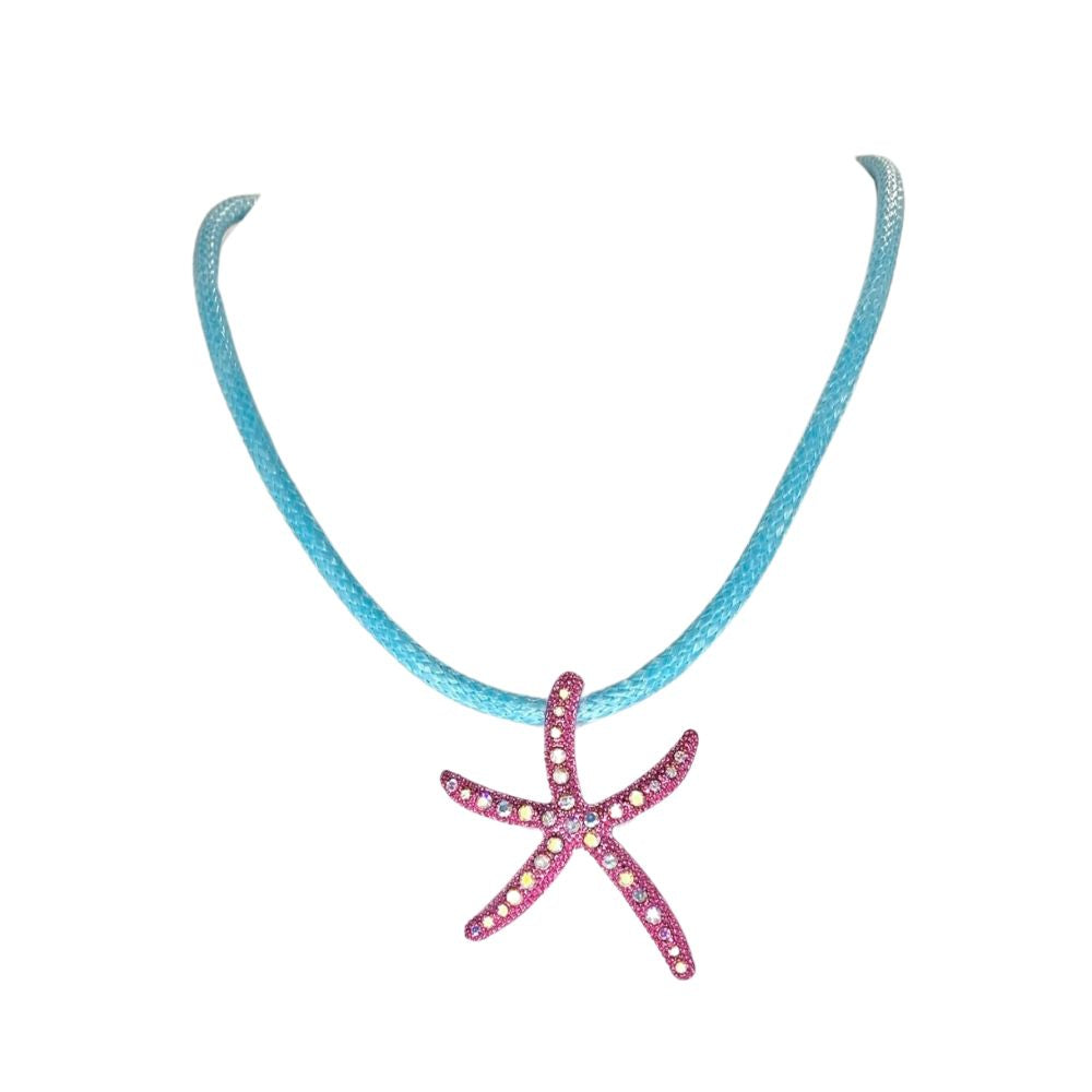 Pink Rhinestone Starfish Necklace