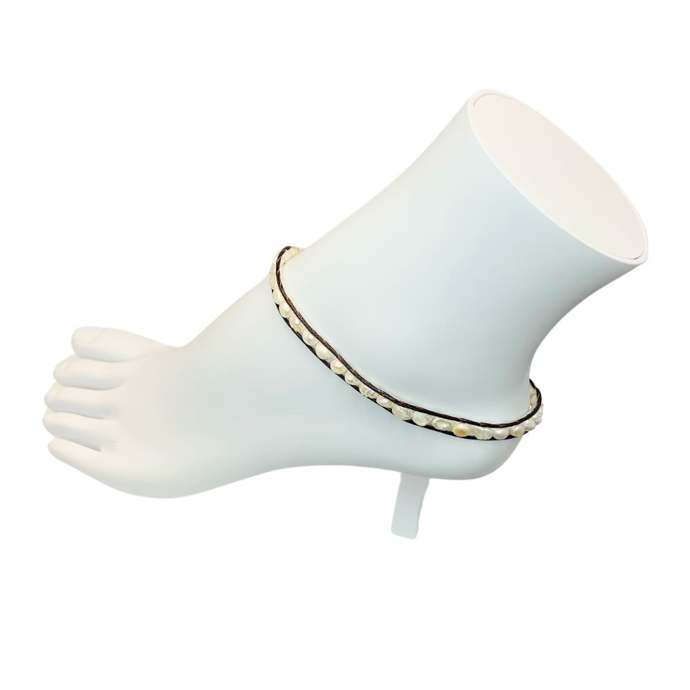 Fresh Water Pearls and Cotton Cord Anklet