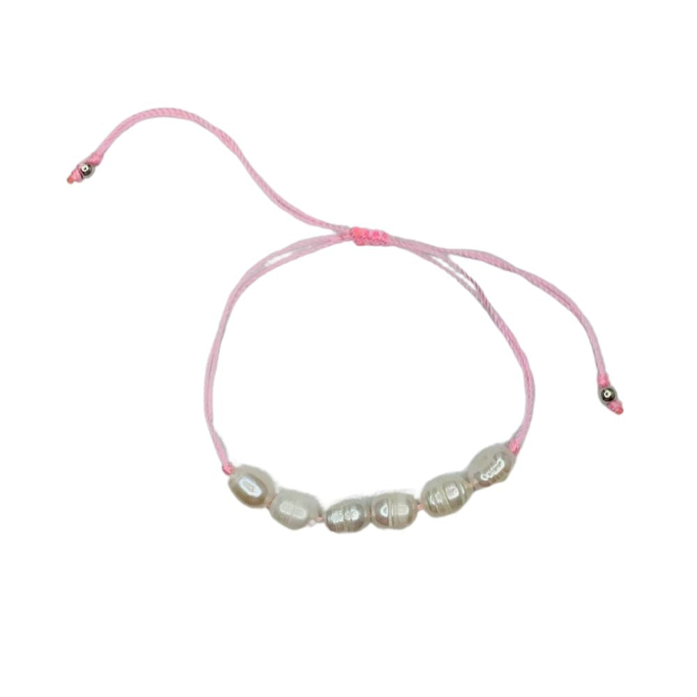 Pearl Bracelet on Pink Silk Cord