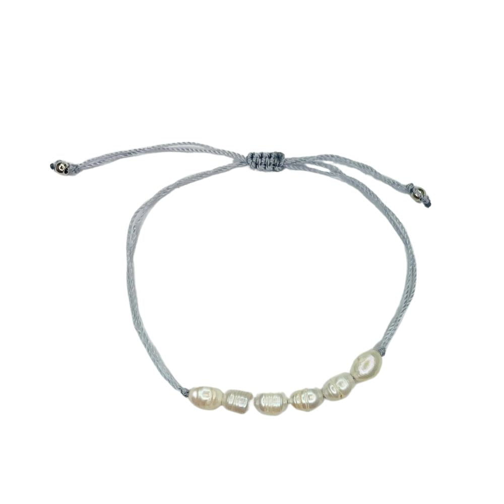 Pearl Bracelet on Grey Silk Cord