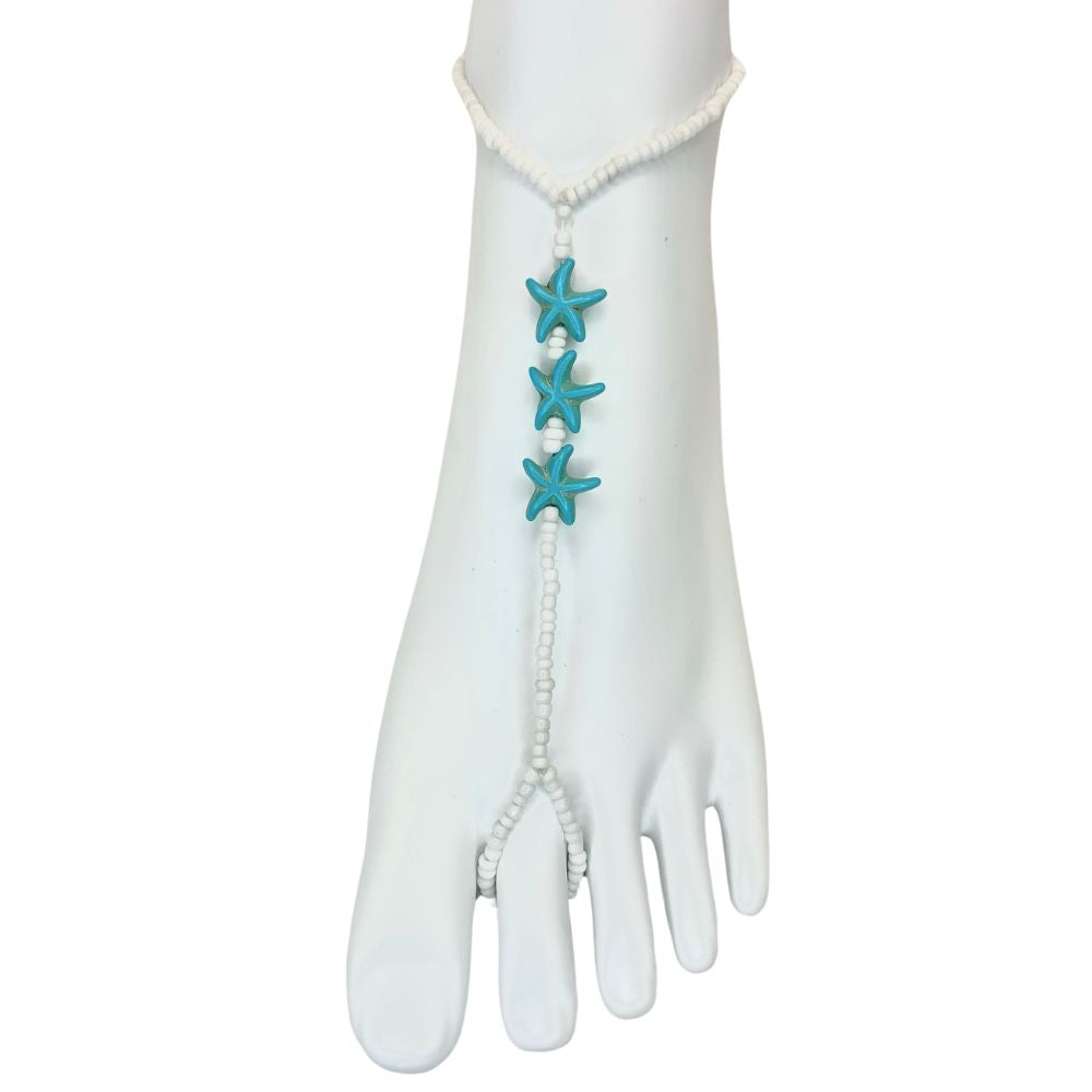 Barefoot Sandal Anklet: Blue Starfish