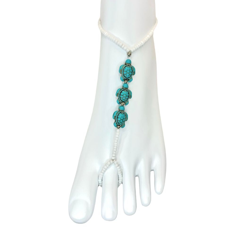 Barefoot Sandal Anklet: Blue Turtles