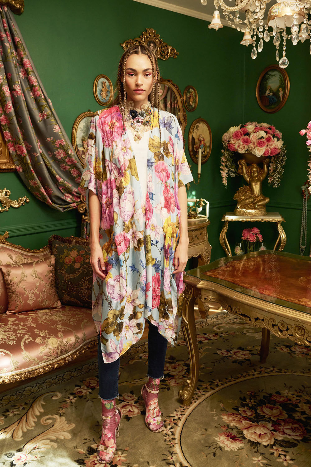 Roman Holiday Hand-Beaded Kimono