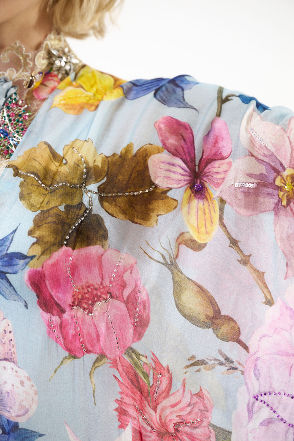 Roman Holiday Hand-Beaded Kimono