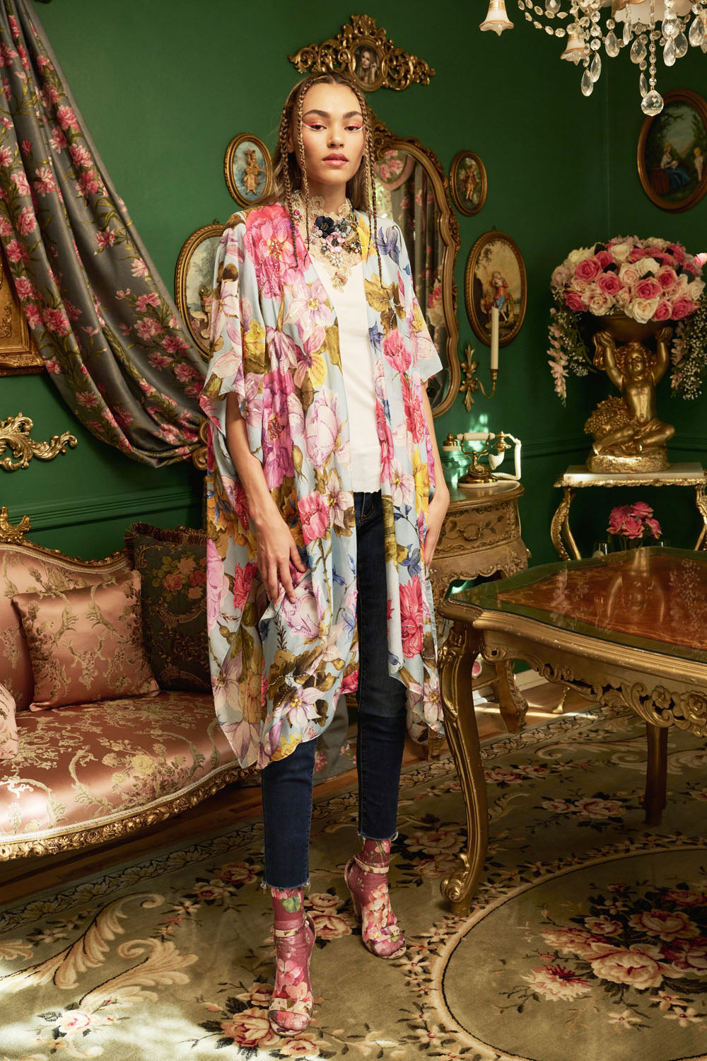 Roman Holiday Hand-Beaded Kimono