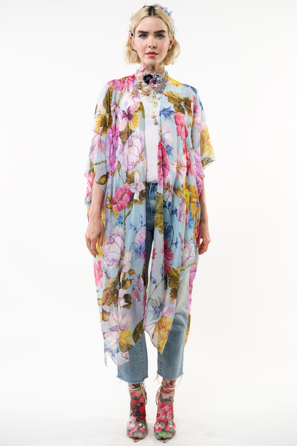 Roman Holiday Hand-Beaded Kimono
