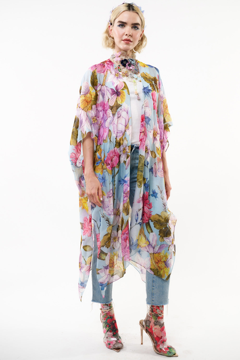 Roman Holiday Hand-Beaded Kimono