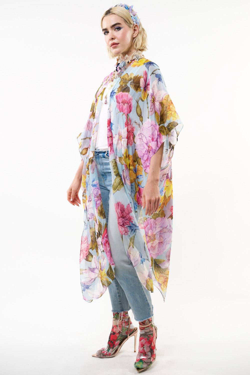 Roman Holiday Hand-Beaded Kimono