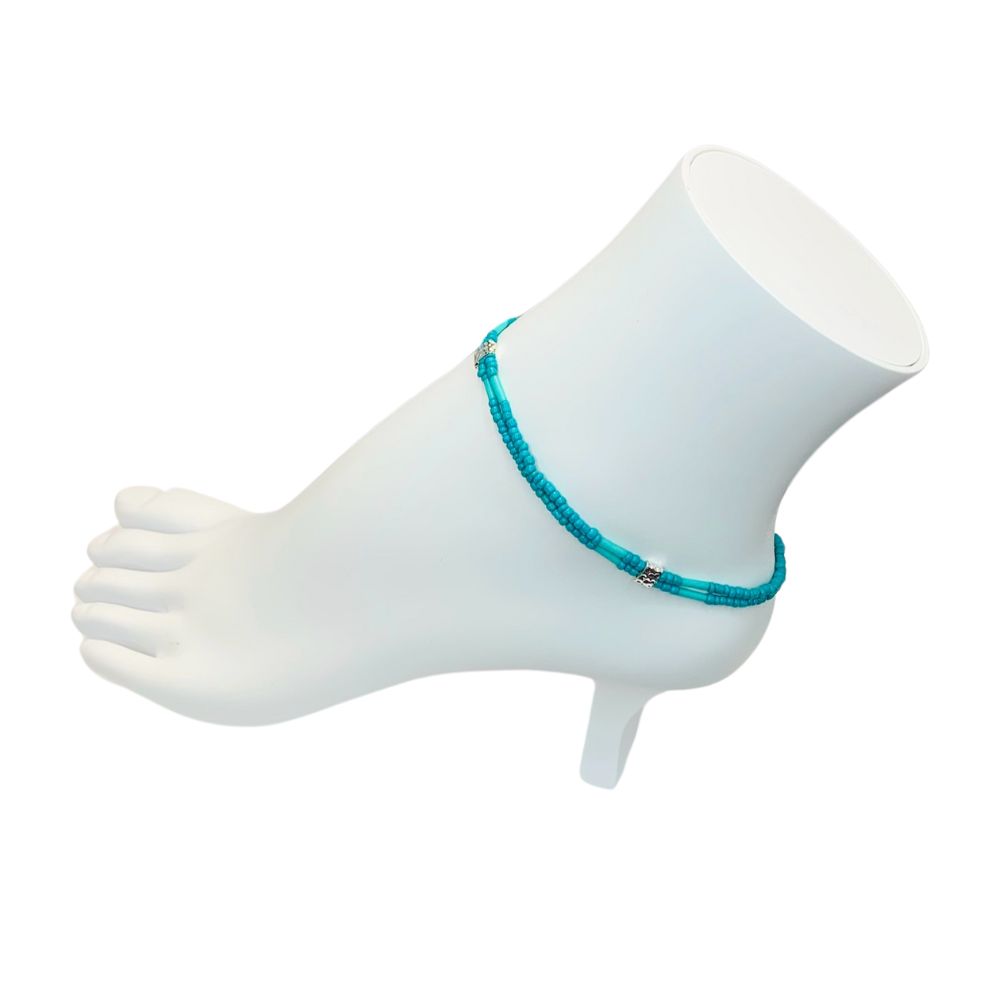 Turquoise Seed Bead Anklet