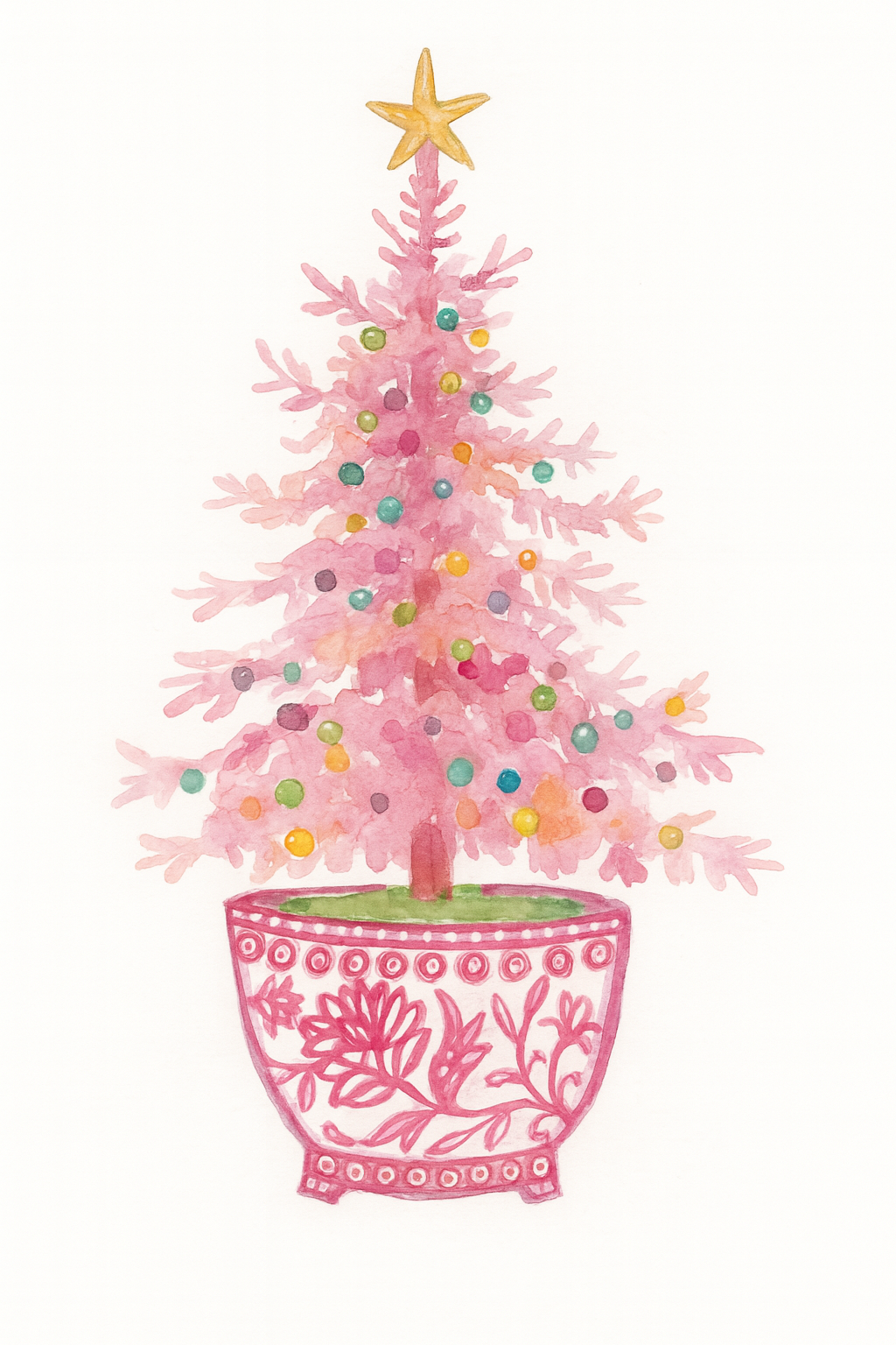 Christmas Pink Tree Print