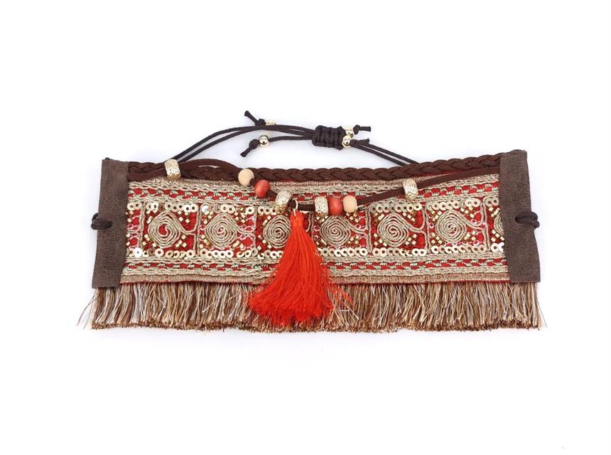 Boho Style Anklet - Tassle and embroided design