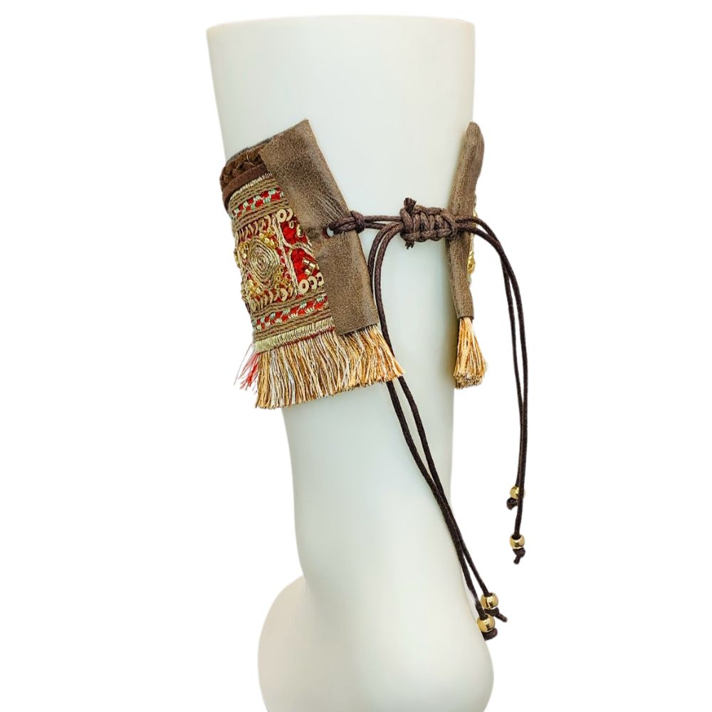 Boho Style Anklet - Tassle and embroided design