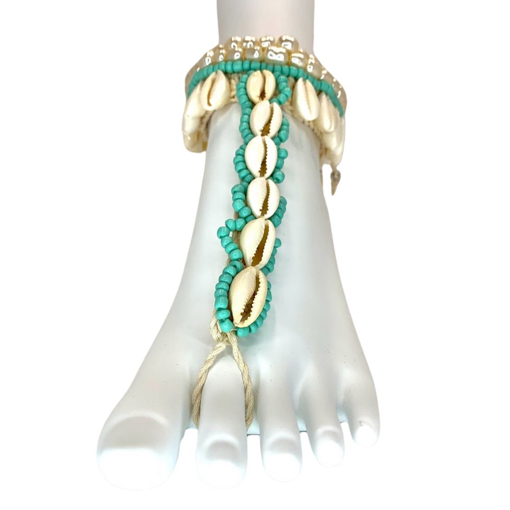 Barefoot Sandal Anklet: Crochet with Cowrie Shell
