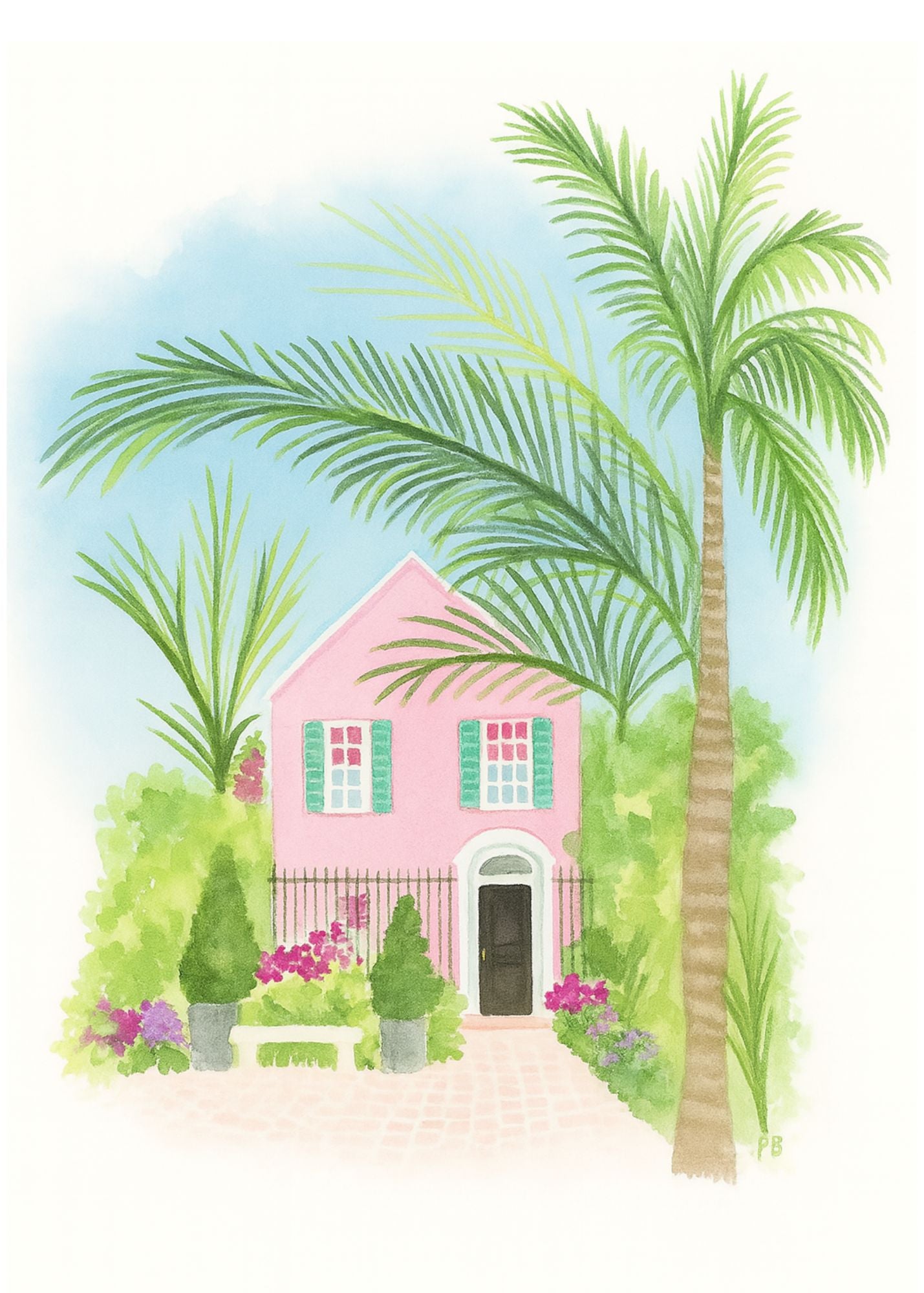 Pink Double Story House Print