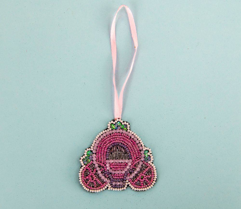 Beaded Ornament - Pink Coach