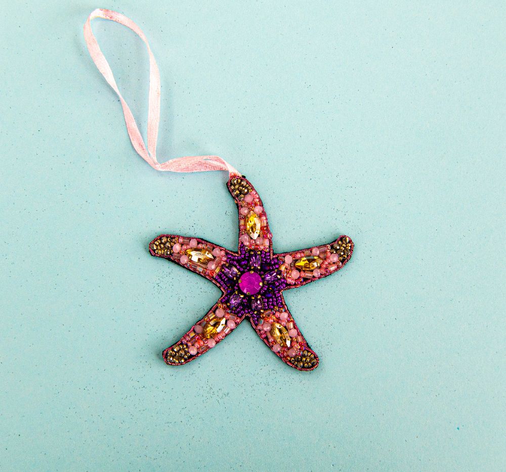 Beaded Ornament - Purple Starfish