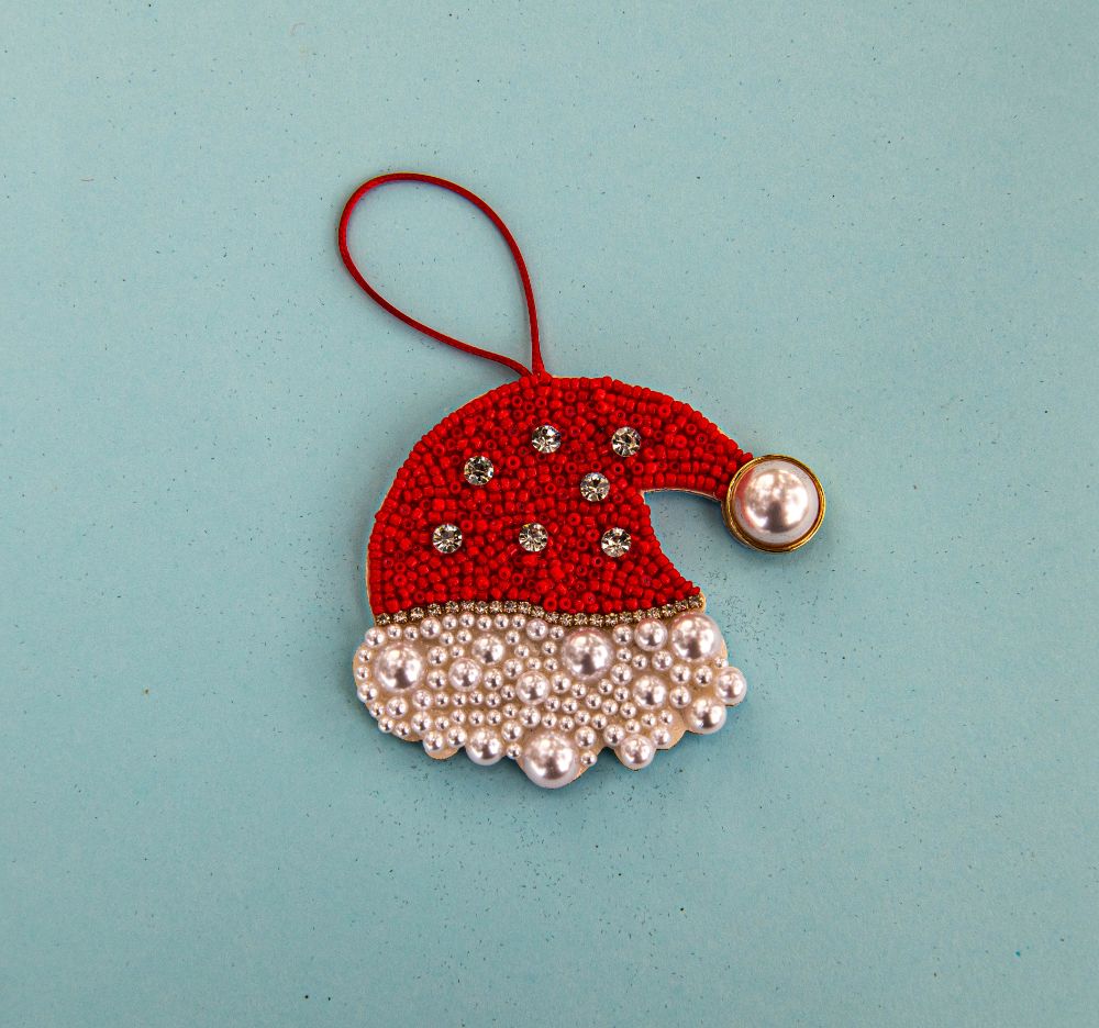 Beaded Ornament - Santa Hat