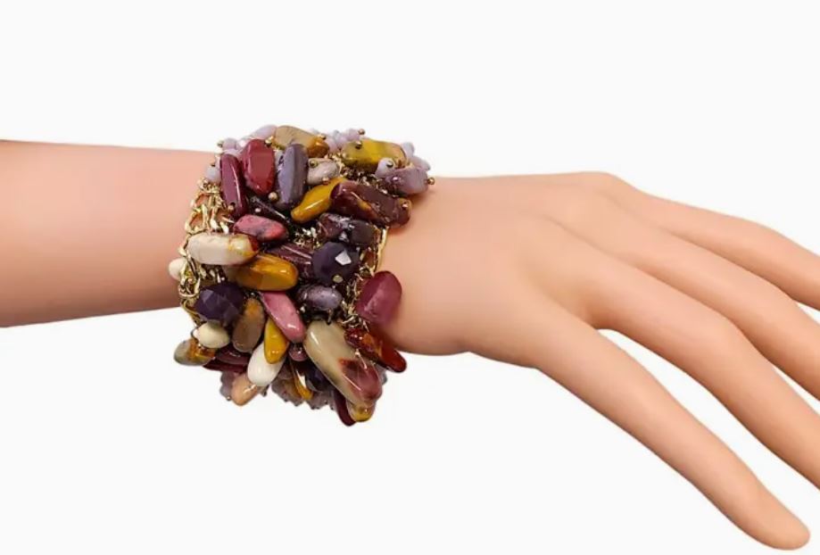 Stone Fringe Bracelet On Gold Link Chain