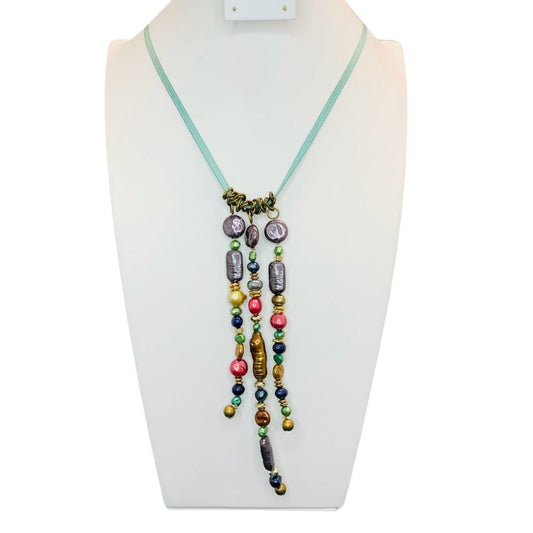 Multi-Colored Pearl Tassel Pendant Necklace