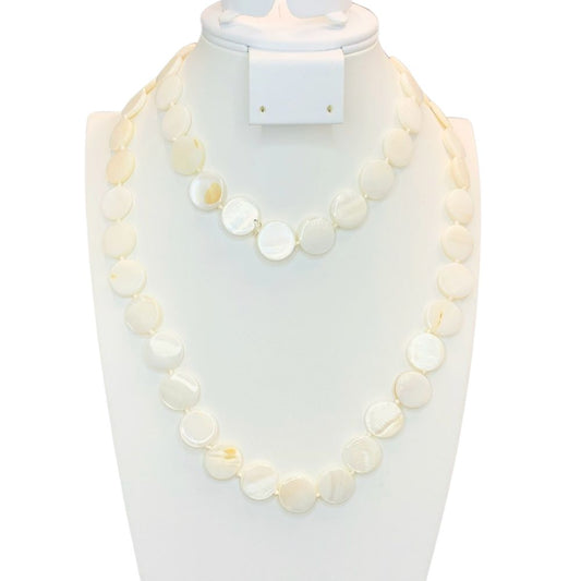 Infinity Mother of Pearl Disc Necklace