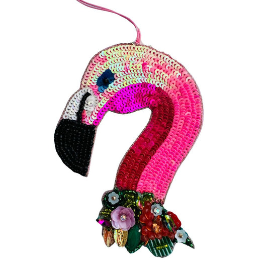 Beaded Ornament - Big Pink Flamingo