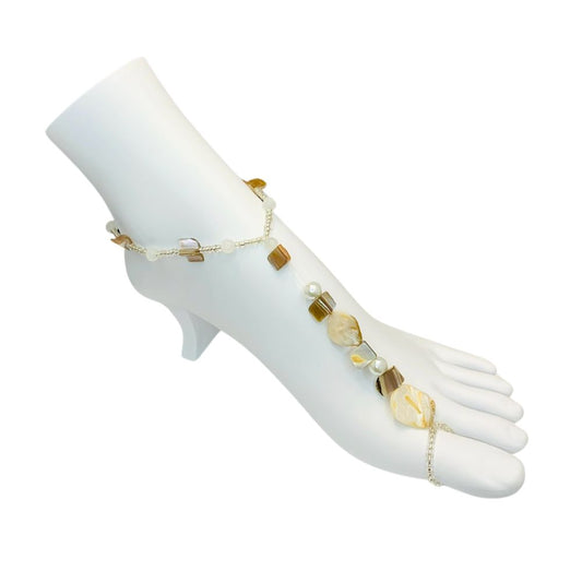 Barefoot Sandals - Mother of Pearl Anklet (Beige)