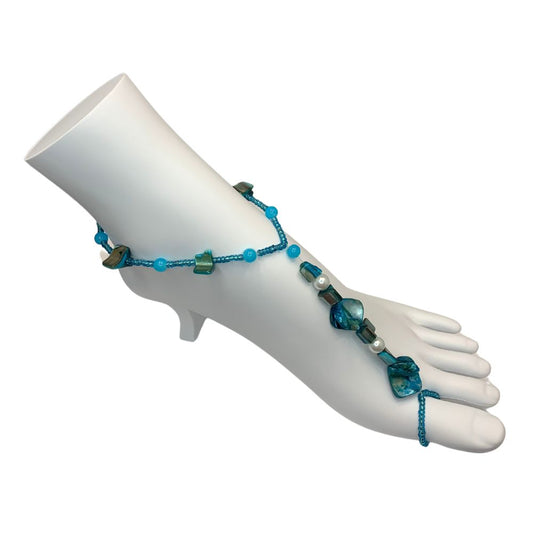 Barefoot Sandals - Mother of Pearl Anklet (Blue)