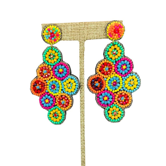 Multi-Color Beaded Circles Earrings