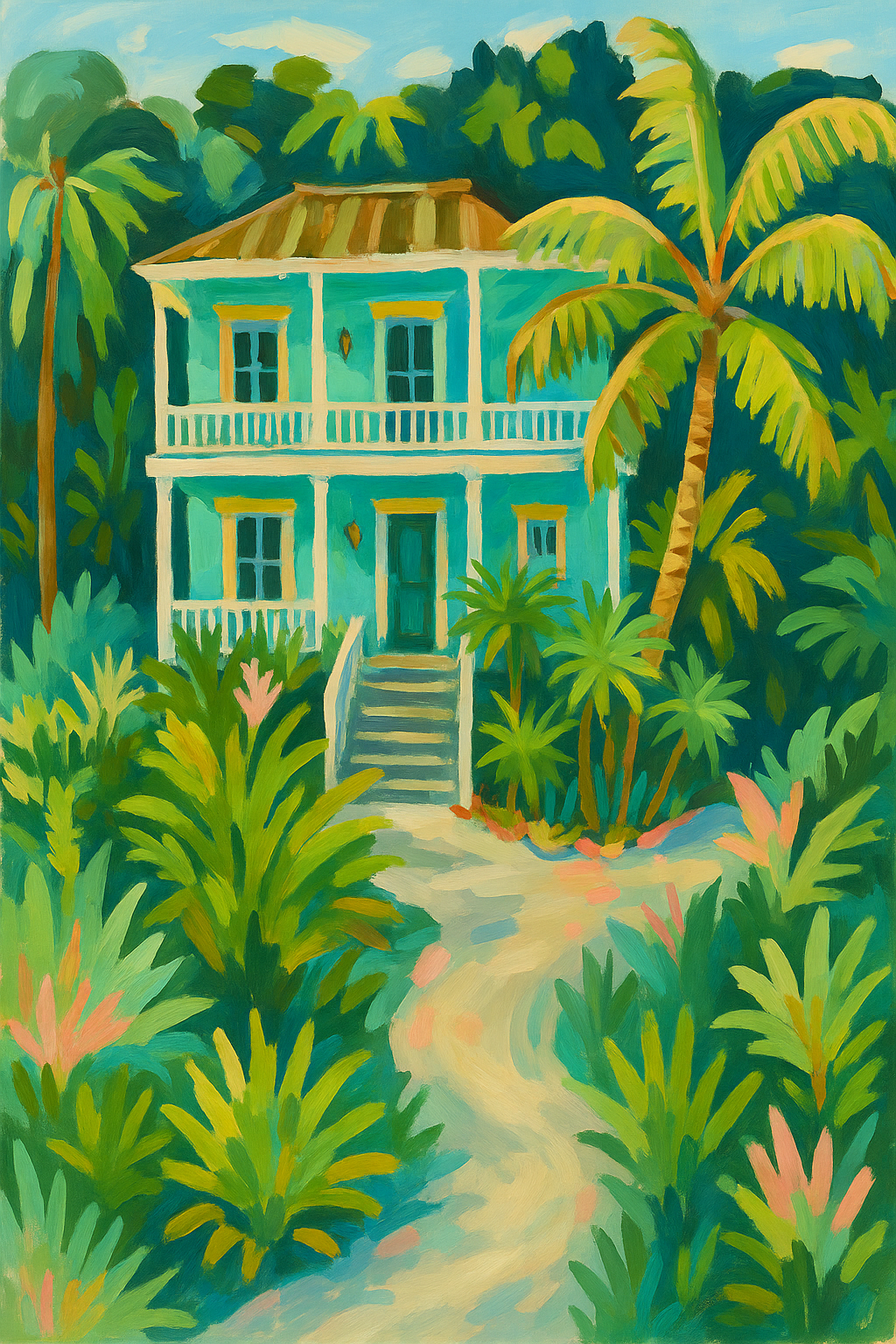 Caribbean Style House Print