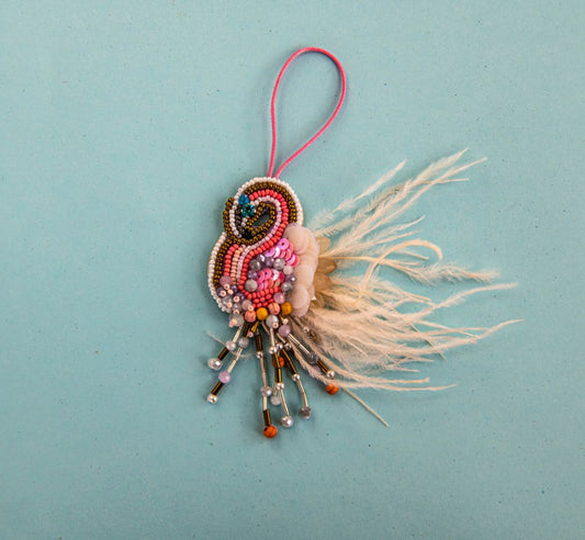 Beaded Ornament - Fancy Flamingo