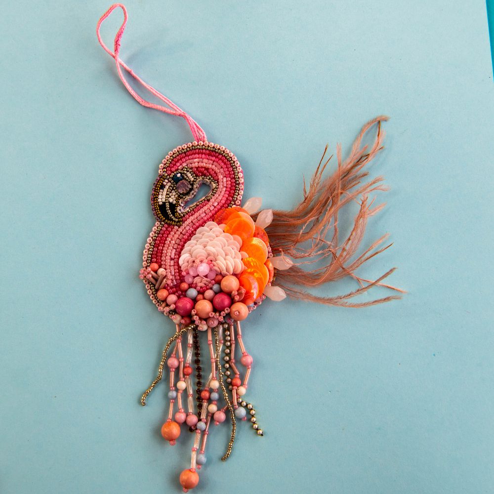 Beaded Ornament - Flamingo