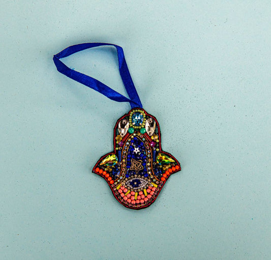 Beaded Ornament - Hamsa Hand