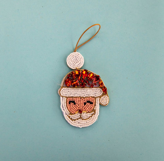 Beaded Ornament - Happy Santa Face