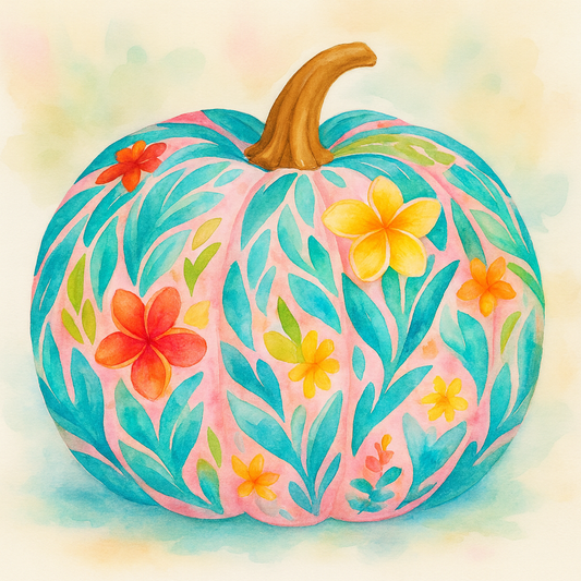 Pink and Blue Pumpkin Print