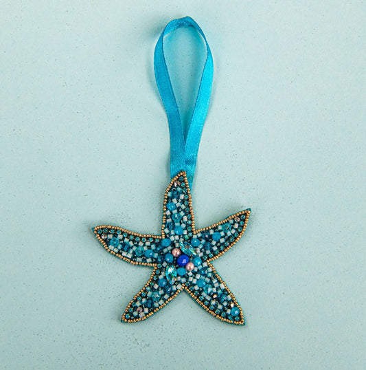 Beaded Ornament - Turquoise Starfish