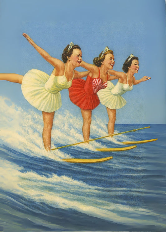 Vintage Female Water Skiers Print